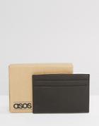 Asos Leather Cardholder In Brown - Brown