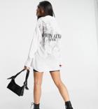 Asyou Back Slogan Poplin Shirt In White