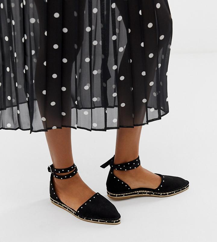 Asos Design Jiffy Pointed Studded Espadrilles - Black