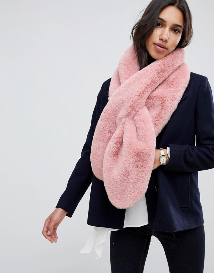 Asos Design Oversized Faux Fur Scarf - Pink