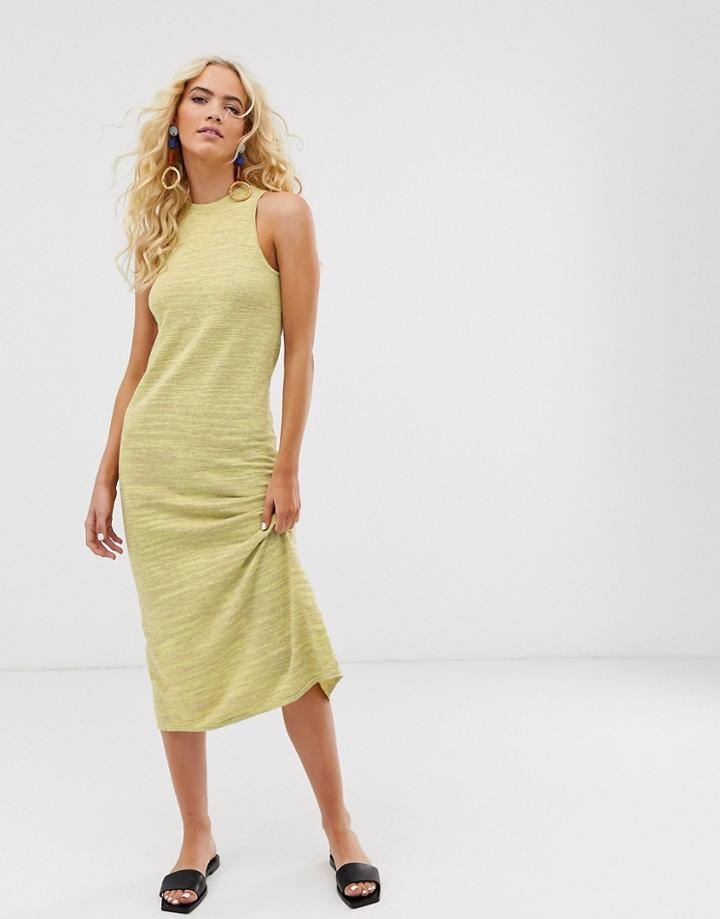 & Other Stories Sleeveless Maxi Knitted Dress In Space Dye Yellow - Multi