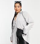 Extro & Vert Plus Satin Shirt In Ash Gray