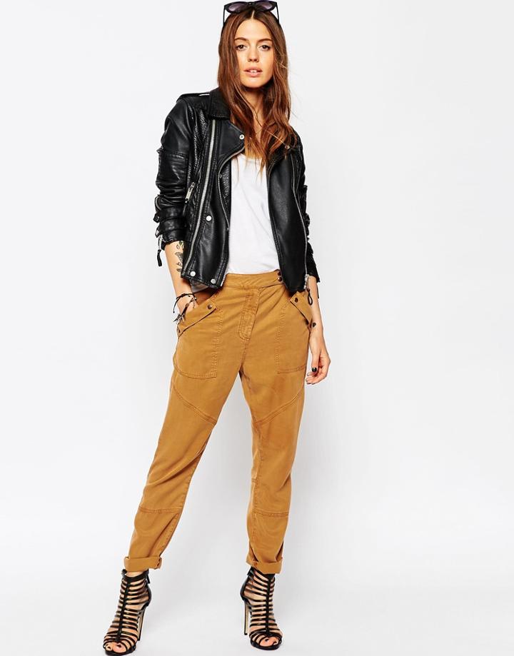 Asos Relaxed Peg Pants In Soft Tencel - Camel