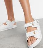 Public Desire Wide Fit Carmen Chunky Grandad Sandals In White Boucle