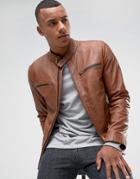 Barney's Originals Real Leather Jacket - Tan