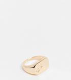 Reclaimed Vintage Inspired Cosmic Engraved Signet Ring In Gold