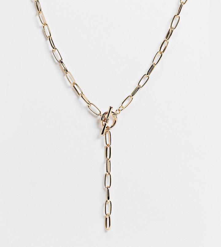 Reclaimed Vintage Inspired Gold Chain Necklace With T-bar