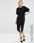 Asos Petite Wiggle Dress With Split Front - Black