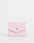 Asos Design Envelope Wallet In Pink Croc