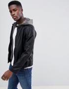 Esprit Faux Leather Jacket With Removable Jersey Hood - Black