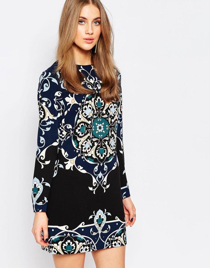 Warehouse Persian Dial Print Dress - Multi