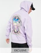 Asos Design Oversized Hoodie In Lilac With Mystic Back Print-purple