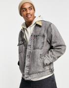 Levi's Sunset Relaxed Fit Cord Collar Denim Trucker In Gray Wash-grey