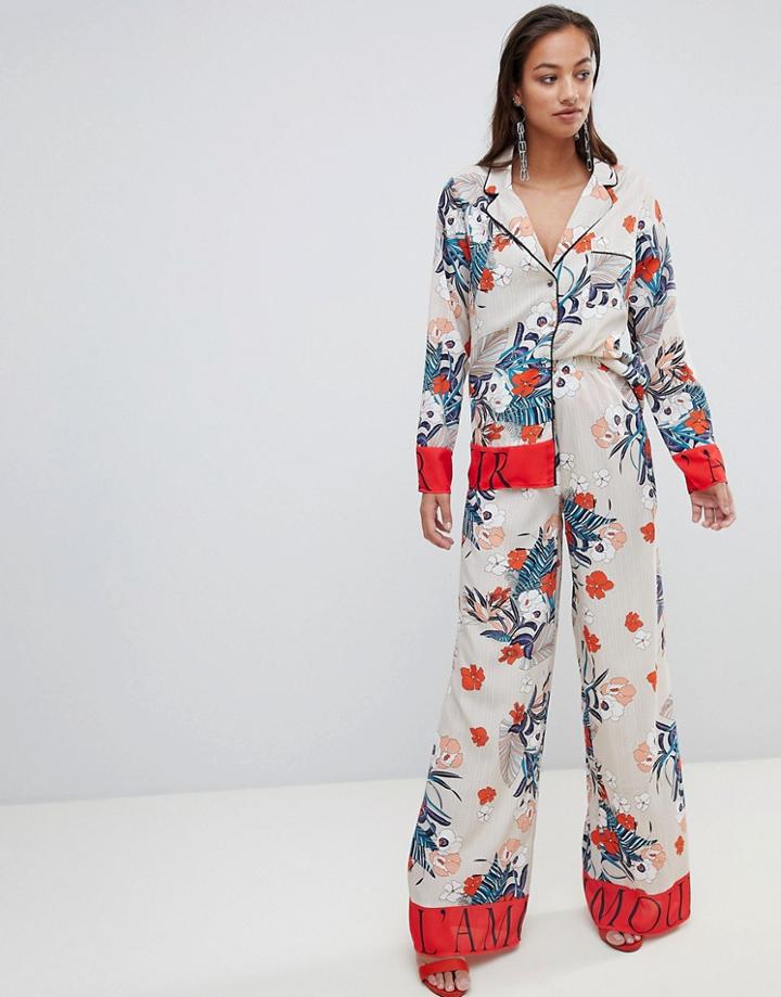 Prettylittlething Floral Pants - Beige