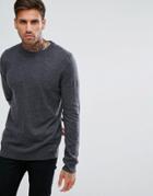 Pull & Bear Lightweight Sweater In Dark Gray - Gray