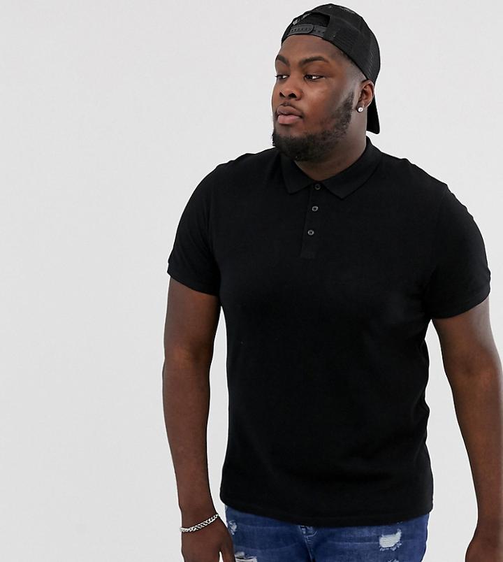 Asos Design Plus Pique Polo-black