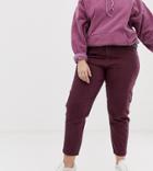 Asos Design Curve Ritson Rigid Mom Jeans With Seam Detail In Oxblood Stripe - Multi