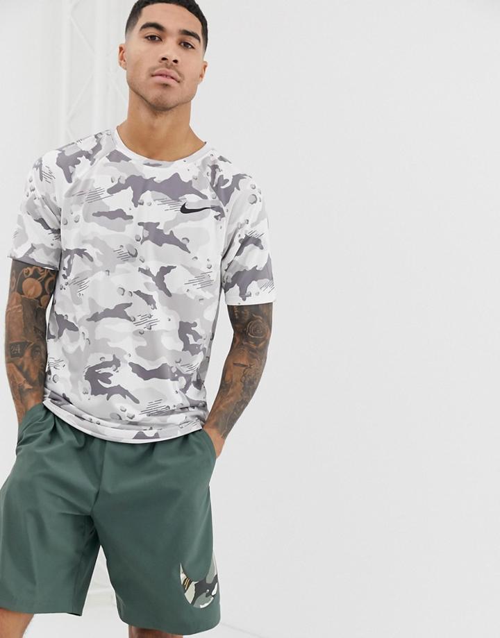 Nike Training Camo T-shirt In Gray