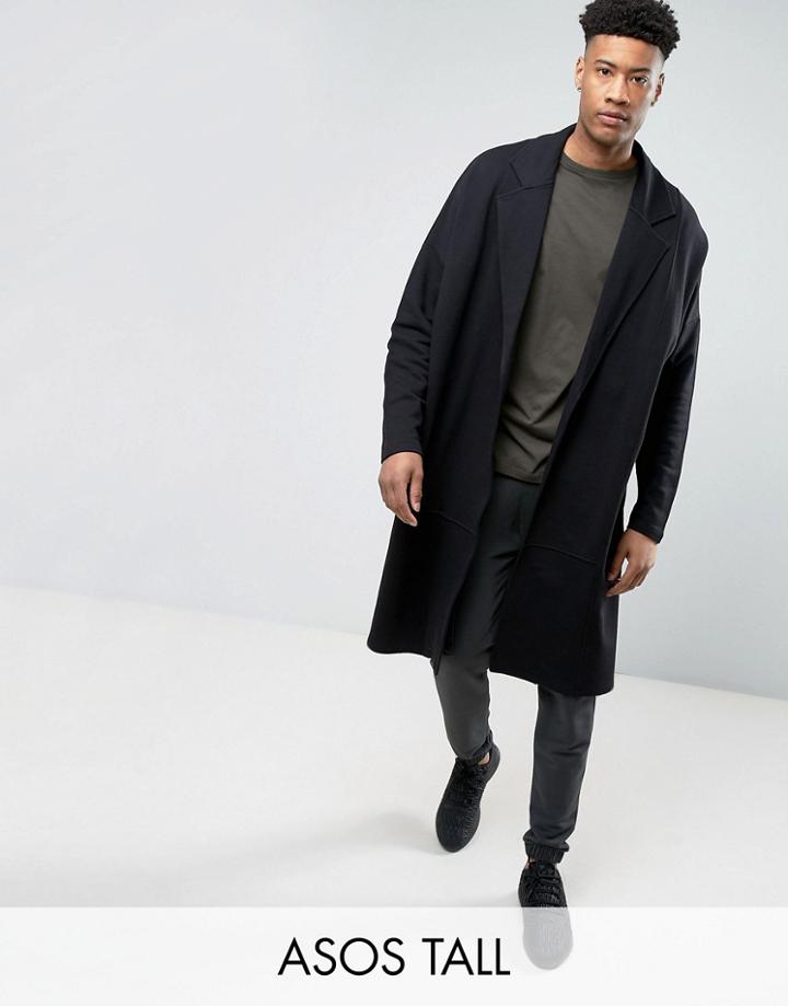 Asos Tall Extreme Oversized Extreme Longline Jersey Duster Jacket - Black