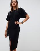 Asos Design Wiggle Midi Dress-black