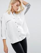 Asos Oversized Shirt With Contrast Blocked Stripe - White