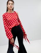 Stylemafia Magdalena Balloon Sleve Top - Red