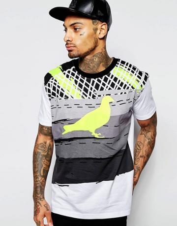 Staple Pigeon T-shirt With Neon Logo - White