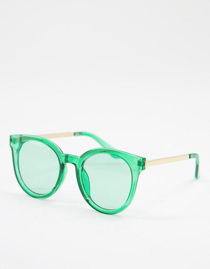 Aj Morgan Round Lens Sunglasses In Green