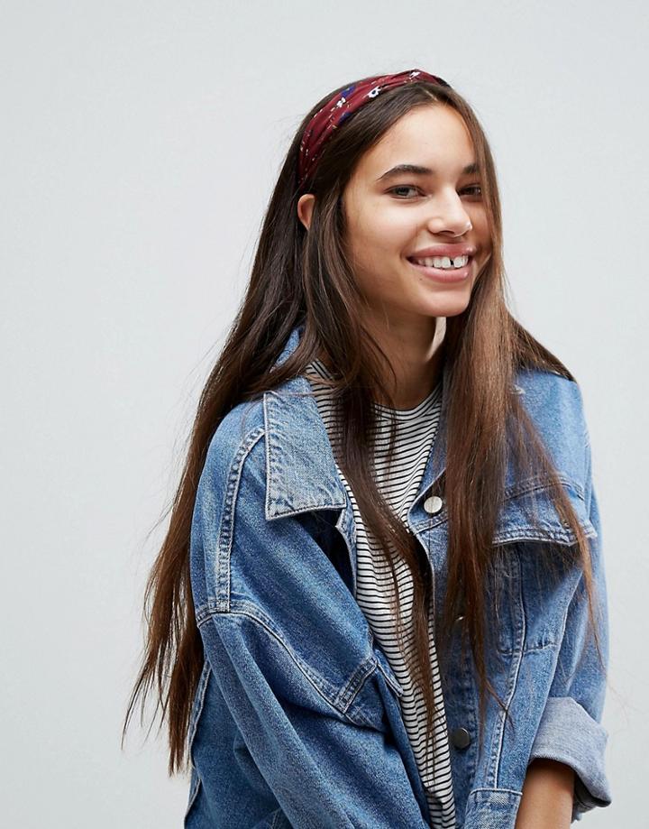 Asos Floral Twist Headband - Red