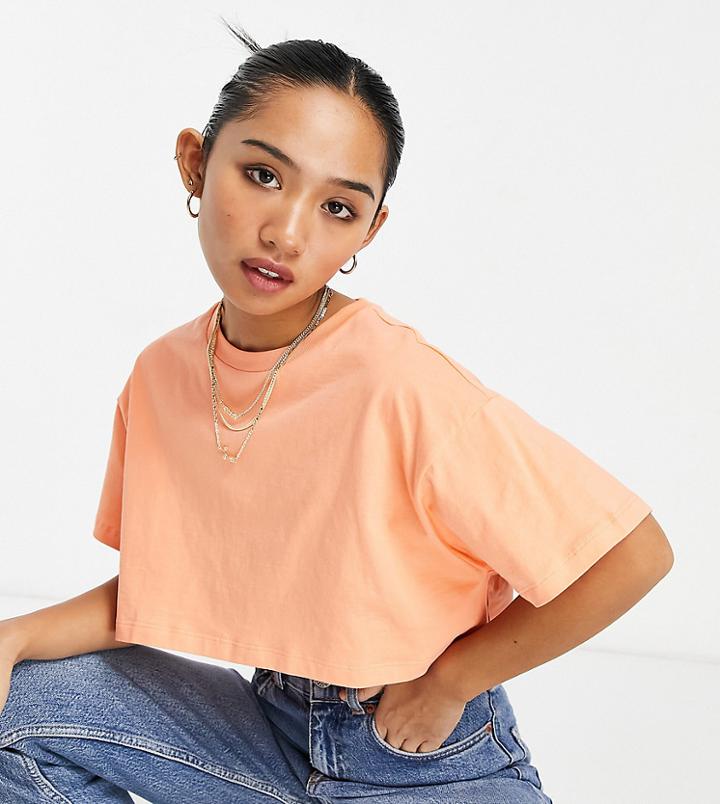 Asos Design Petite Super Crop T-shirt In Apricot-orange