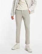 Jack & Jones Premium Check Pants In Ecru-neutral