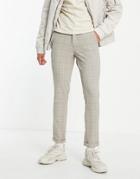 Jack & Jones Premium Check Pants In Ecru-neutral