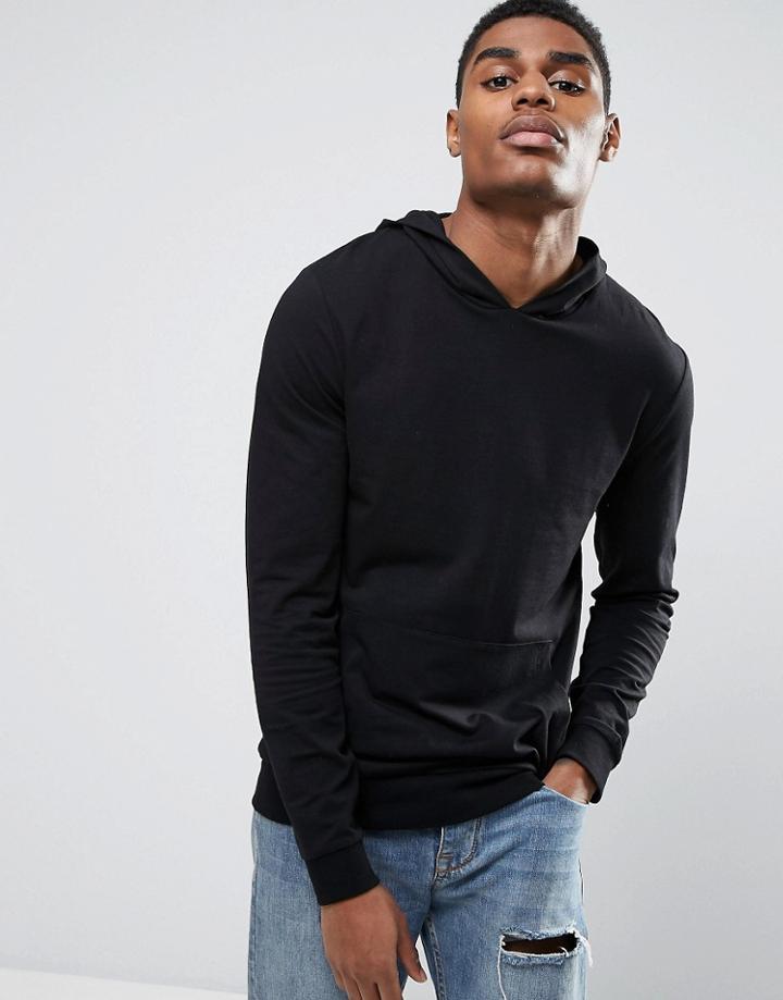 Asos Muscle Hoodie In Black - Black