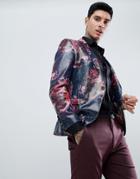 Twisted Tailor Super Skinny Blazer In Pink Printed Sequin - Pink