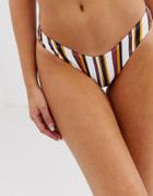 Free Society High Leg Bikini Bottom In Stripe-multi