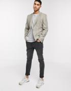 Asos Design Skinny Blazer With Gray Stripe-grey