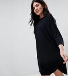 Asos Design Curve Oversize T-shirt Dress With Seam Detail - Black