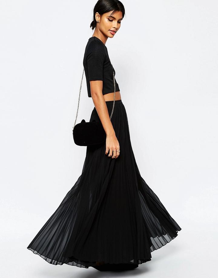 Asos Pleated Maxi Skirt - Black