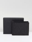 Pretty Green Paisley Embossed Leather Bi Fold Wallet In Black With Gift Box - Black