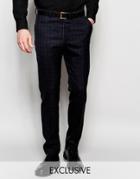 Number Eight Savile Row Exclusive Plaid Pants In Skinny Fit - Navy