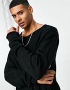 Asos Design Oversized Textured Knit Sweater In Black