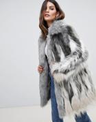 Urbancode Faux Fur Coat With Collar - Cream