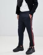 Mennace Pants In Navy With Side Stripe - Gray