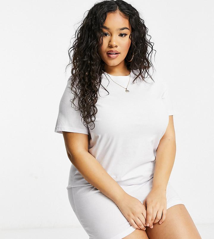 Brave Soul Plus Lennon T-shirt Dress In White