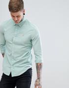 Original Penguin Buttondown Oxford Shirt Slim Fit Small Logo In Green Melange - Green