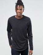 Only & Sons Longline Long Sleeve T-shirt - Navy