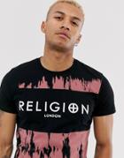 Religion Dye Print Logo T-shirt In Black - Black