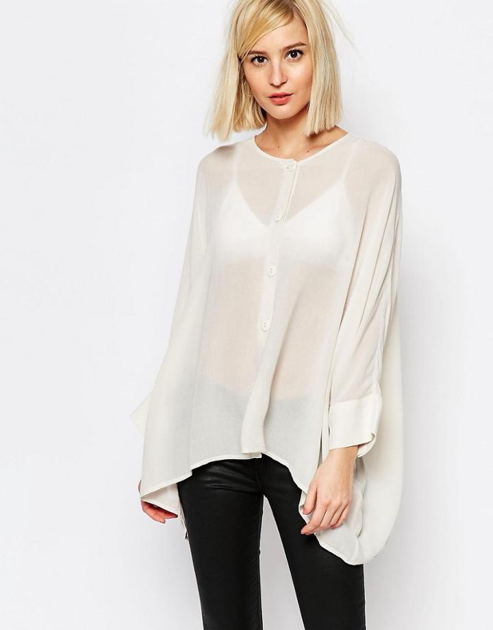 Selected Vanna Boxy Shirt With Button Front - Cream