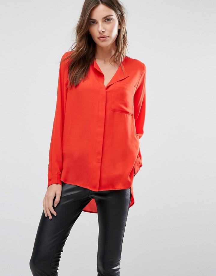 Selected Shirt With Front Pocket - Red