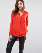Selected Shirt With Front Pocket - Red